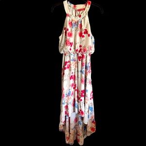 💙 Beautiful Elle floral hi low dress, sleeveless, button neck